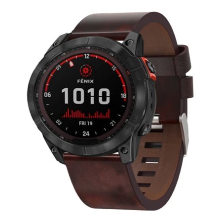 För Garmin Fenix ​​7X Solar 26mm läder stålspänne watch