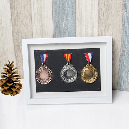 Medalje display ramme, sportsmedalje 3D boks fotoramme, medalje minde medalje display stand fotoramme (21*30cm, eksklusive medaljer)