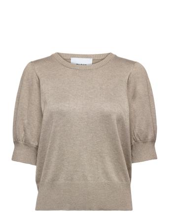 Liva Strik T-Shirt Pullover Beige Minus*Betinget Tilbud