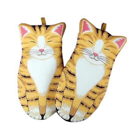 1 par varmebestandige ovnvanter BBQ ovnvanter grydelapper ovnvanter kattemønster