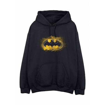 Batman Spray Logo Hoodie XL Svart/Gul