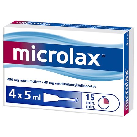 Microlax Rektalvæske Enkeltdosisbeholder 4x5 ml, Medicin & Pleje, Håndkøbsmedicin, Forstoppelse