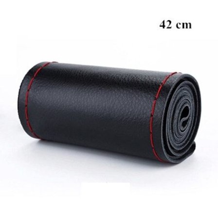 (42 Röd Tråd) DIY 42 45 47 50cm Ratt Skydd mjukt Läder fläta på ratten i bilen med nål och tråd Biltillbehör