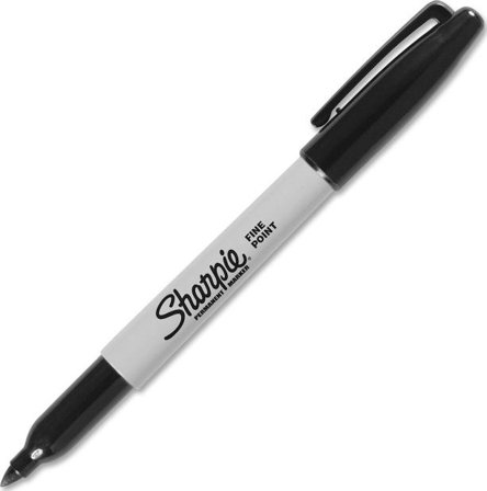 SHARPIE permanent märkpenna, svart, rund fin, 12-pack, svart/vit
