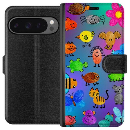 Kompatibelt Lommeboketui til Google Pixel 9 Pro XL Little Scribble Friends