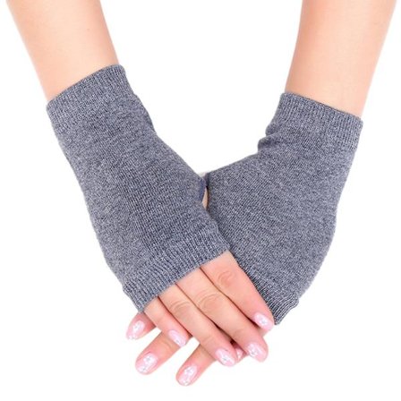 Fingerløse Handsker Strækbare Strikkede Tommelfingerhuller Ensfarvede Korte Håndvarmere (FMY)