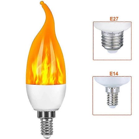 LED Flamme Flimrende Pære LED Ild Emulering Lys E14 E27 Stearinlys Lampe 4 Tilstande Belysning Kreativ Juleatmosfære Lampe Hjem Dekoration 1 Stk (FMY)