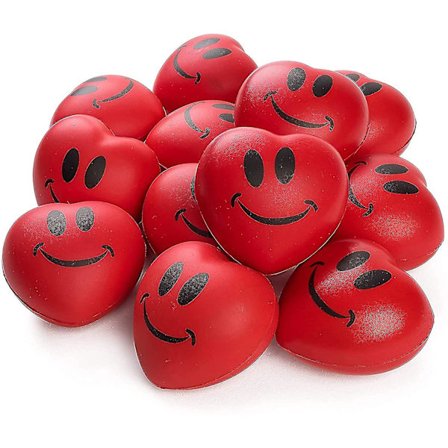 Hjerte Stressbolde - Valentinsdag Røde Hjerter 3" Smilende Ansigt Klem Stress Relief Hjerteformet Stressbold - Sjov Festartikler Til