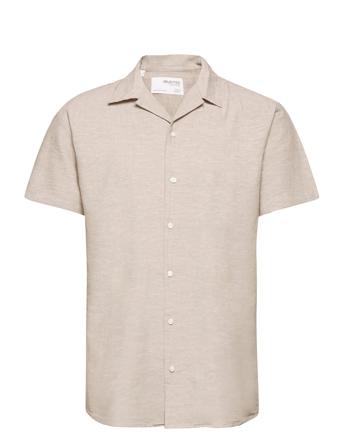 Slhregnew-Linen Shirt Ss Resort W Lyhythihainen Paita Beige Selected Homme