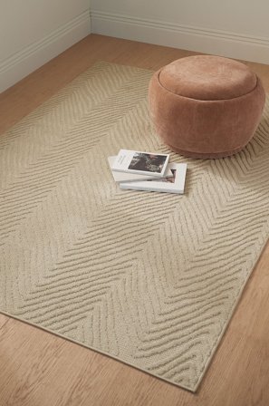 &Home - Tæppe Daisy Zigzag - Beige - Fladvævede tæpper - 80X200 - Fra Homeroom