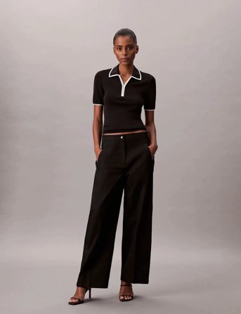 Calvin Klein Jeans Cotton Twill Aop Logo Stripe Pan - Black - 34