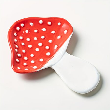 Én keramisk svampeformet skeholder, sød og holdbar, egnet til komfurer og køkkenborde, til skeer og kaffeskeer.