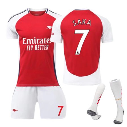 24-25 Arsenal Hemmatröja 7 Saka 8 Odegaard Barn Vuxen Set - Fotbollströja - Nr. 7 med strumpor
