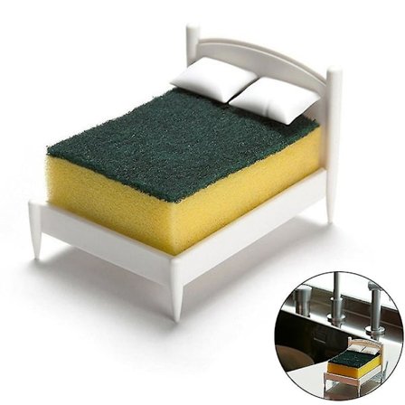 Kreativ køkkensvamp holder seng form skuresvamp svamp opbevaring drænstativ