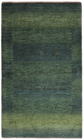 Noué À La Main Loribaft Fine Persan Tapis 80X136 De Laine Noir/Vert Foncé Petit