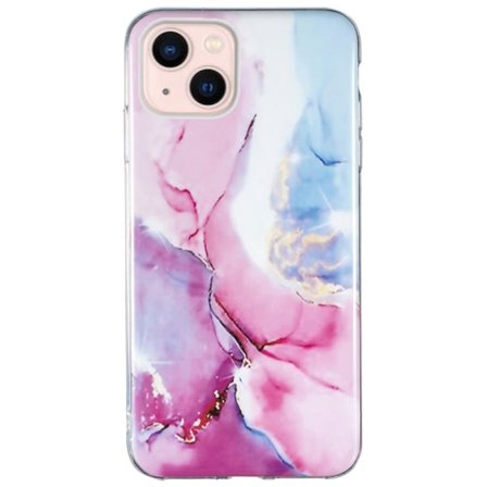 Marble iPhone 13 Mini Etui - Rosa / Blå