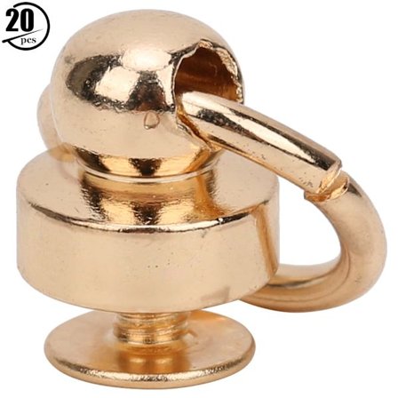 20 Set Stud Rivets 9mm Mässing O-Ring Huvud Knapp Rivet Stud för Läderhantverk (Gyllene)