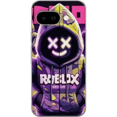 Kompatibelt Mobilskal till Google Google Pixel 9a Färgstark Roblox-inspirerad huvtröjskaraktär med neonfärger och mask, digital spelillustration p