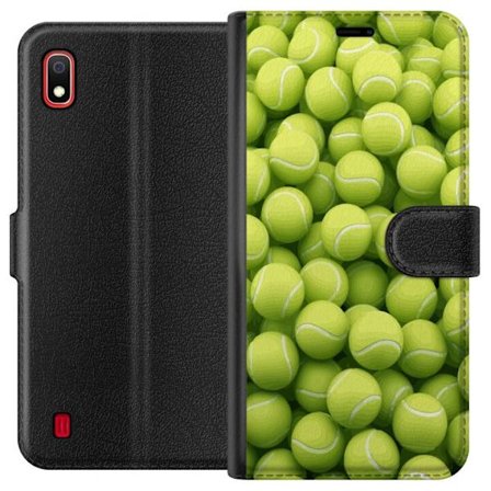 Kompatibel Tegnebogsetui til Samsung Samsung Galaxy A10 Mønster af grønne tennisbolde i høj detalje, sporty motiv med gentagende tekstur og stærke