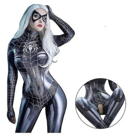 IC Spider-Man Cosplay-asu Seksikäs Bodysuit Super Sankari Spider-Man Seksikäs Naisten Musta Jumpsuit Aikuisten Halloween Cosplay-juhliin #yg CNMR 2XL