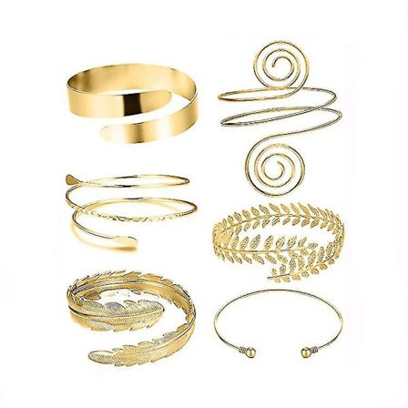 Arm Manschetter, Øvre Arm Med Manschet Armbånd, Damer 6stk-Guld