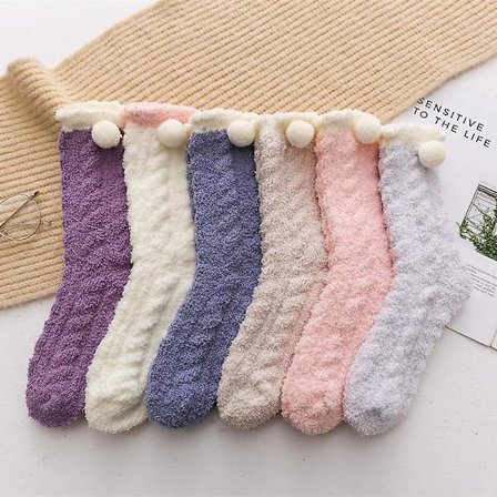 6pairs Fluffy Socks For Womens Cosy Thick Winter Warm Soft Fleece Comfy Fuzzy Plush Gift Chiristmas Stocking Stuffer