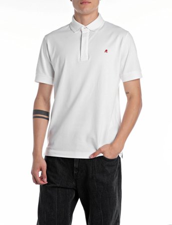 Replay Polo Regular_Slim Red Logo - White - L