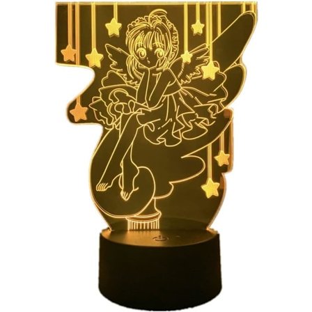 WJ Anime Cardcaptor Sakura 3D Illusion Natlampe LED Bordlampe RGB 16 Farve Touch/med Fjernbetjening Soveværelse Dekoration Lys Børn Brithday Xmas Gave