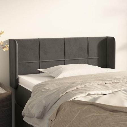 Vidaxl Huvudgavel Med Kanter Mörkgrå 83x16x78/88 Cm Sammet Grå