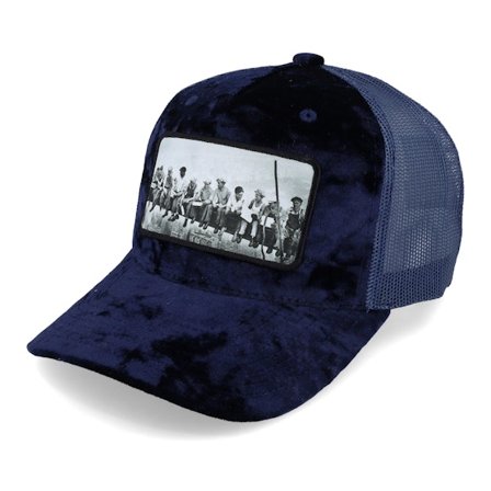 Public Domain - Bleu trucker Casquette - Lunch Atop A Skyscraper Navy/Navy Velvet Trucker @ Hatstore