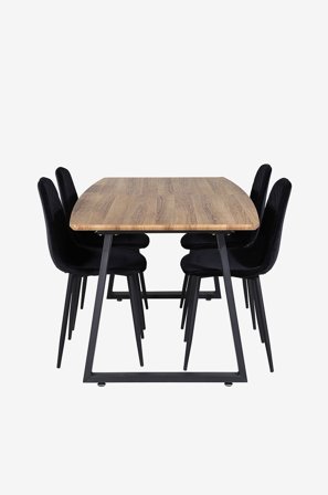 Venture Home - Spisegruppe Inca med 4 spisebordsstole Polar - Brun - Spisegrupper - Fra Homeroom