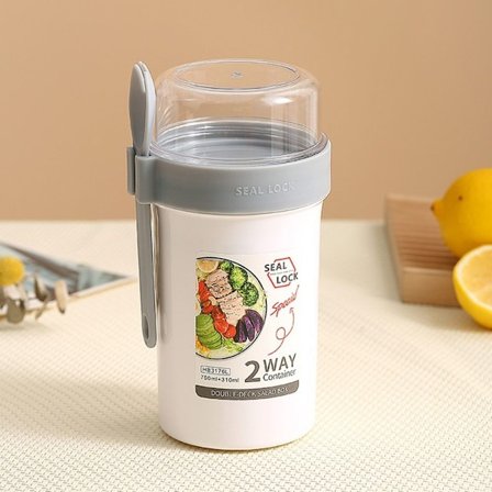 Frukostbehållare Havreburkar med lock VIT L