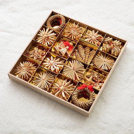 Julepynt i strå, 56 stk halmstjerne julepynt