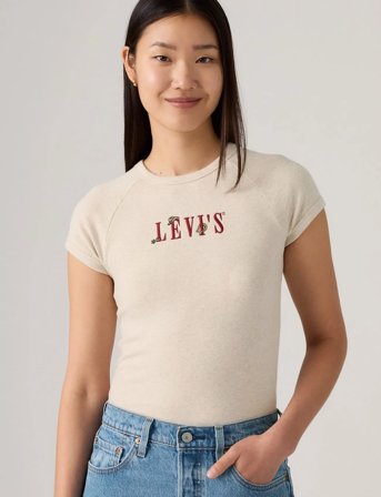 Levi's Gr Riley Raglan Tee Serif West - Beige - M