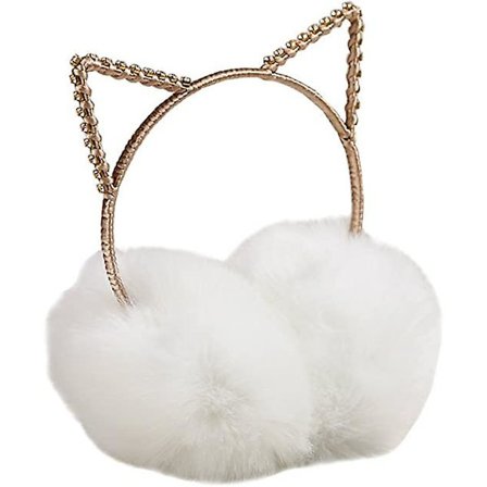 Glitrende Krystal Katteører Vinter Ørevarmere Varme Plys Ørevarmere Til Kvinder Piger Hvid