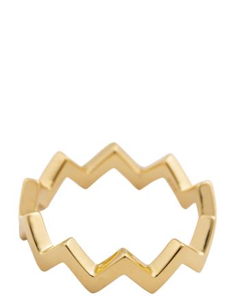 Strict Plain Zigzag Ring Gold Ring Smykker Gull Syster P*Betinget Tilbud