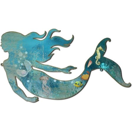 Antikt Hængende Metal Havfrue Væghæng