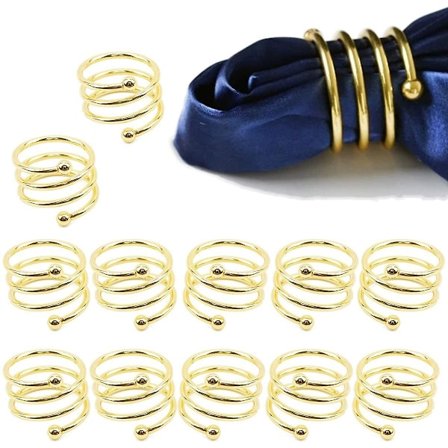 12-delt serviettringsett serviettspenneholderdekorasjon (gull)