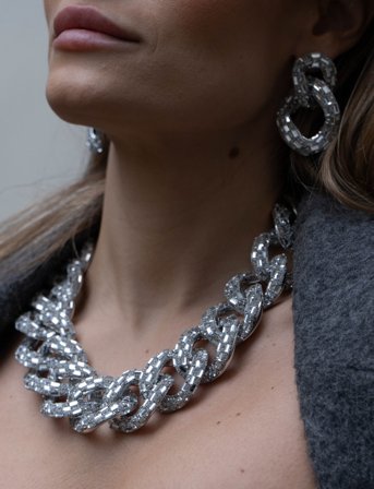 By Jolima Sparkle Crystal Necklace, Gold - Silver - ONE SIZE