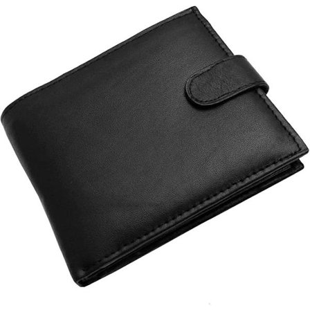 UK Herre Blokkerende Sikker Mykt Lær Tri Fold Lommebok Kortspor ID-Vindu og Myntlomme (Carbon Black)