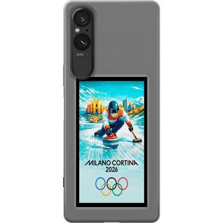 Kompatibel Mobilcover til Sony Xperia 10 VI Ishockeyillustration med spillere i bevægelse på isen, Milano Cortina 2026, Milano-landemærker og olympisk