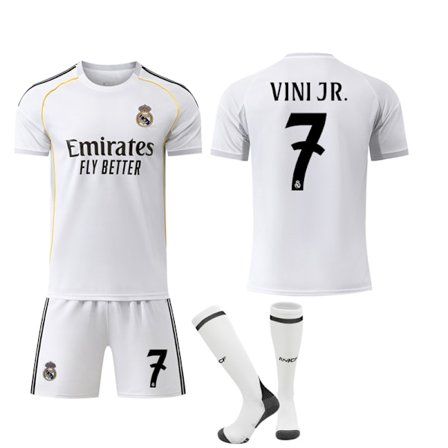 2025-2026 Real Madrid Hemma Tröja Barn Vuxen Fotbollskit No.7 VINI JR No.7 VINI JR