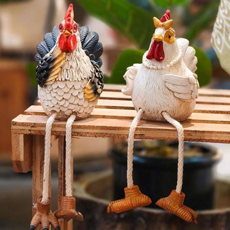 Kyllinghagefigur for par, Søt tegneserieharpiks sittende skulptur ornament