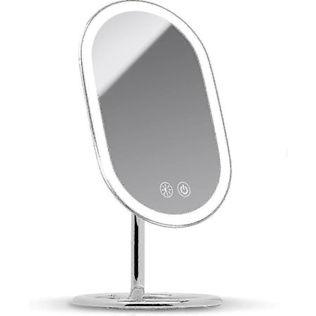 Oppladbart LED-sminkespeil med dobbel forstørrelse for veggmontering