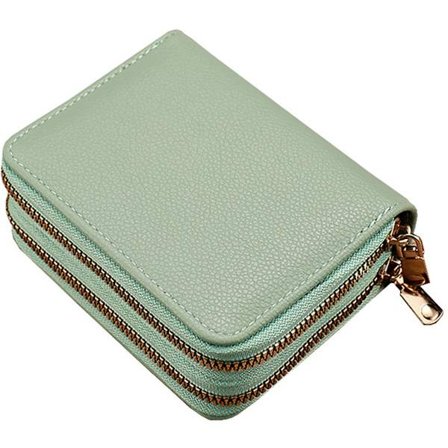 Damplånbok - Liten damplånbok - Ljusgrön - Dragkedja - Kreditkortshållare - Korthållare - Bankkortshållare - Kortfodral - Unisex