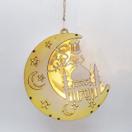 Eid Mubarak Månelampa Hängande Lykta Hänge Trä B B