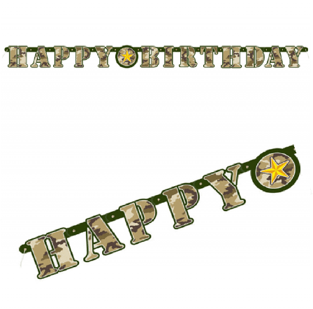 Banderoll kamouflage Happy Birthday 160 cm - Kamouflage Kalas Dekoration - Kalaslagret.se