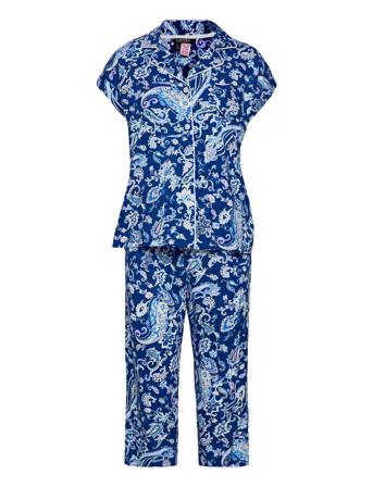 Lrl Notch Collar Capri Pj Set Dolman Sl Blue Lauren Ralph Lauren Homewear