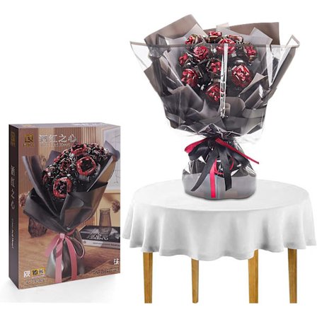 Blombukett Byggsats 776PCS med lampor, 11 konstgjorda rosor Kreativ botanisk samling set, Micro Mini Byggstenar