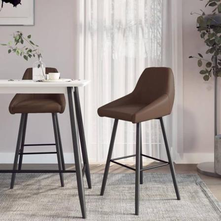 Vidaxl Barstolar 2 St Mörkbrun Konstläder Brun